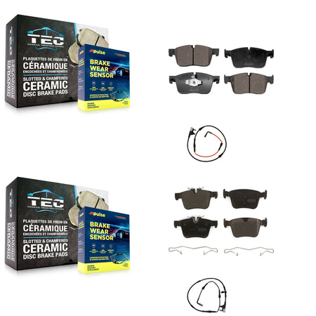 Front Rear Semi-Metallic Disc Brake Pads And Wear Sensors Kit For Jaguar XE KPW-100007