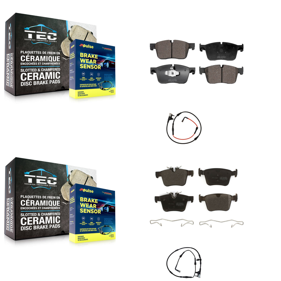 Front Rear Semi-Metallic Disc Brake Pads And Wear Sensors Kit For Jaguar XE KPW-100007