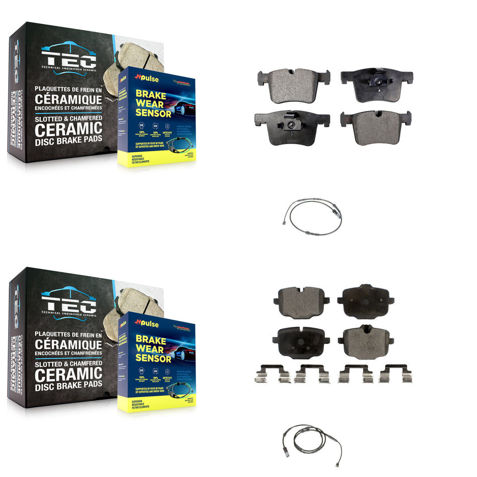 Front Rear Semi-Metallic Disc Brake Pads And Wear Sensors Kit For 2012 BMW X3 From 10 11 KPW-100012