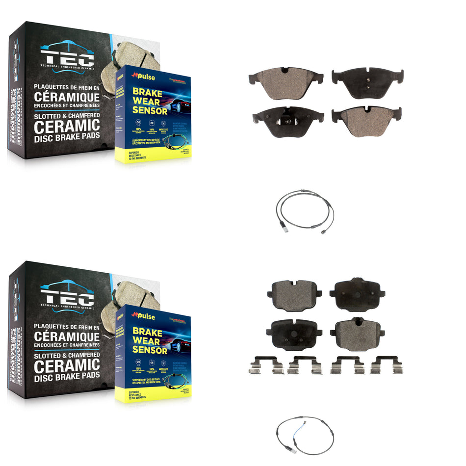 Front Rear Semi-Metallic Brake Pads & Wear Sensor Kit For BMW 535i 640i Gran Coupe xDrive KPW-100014