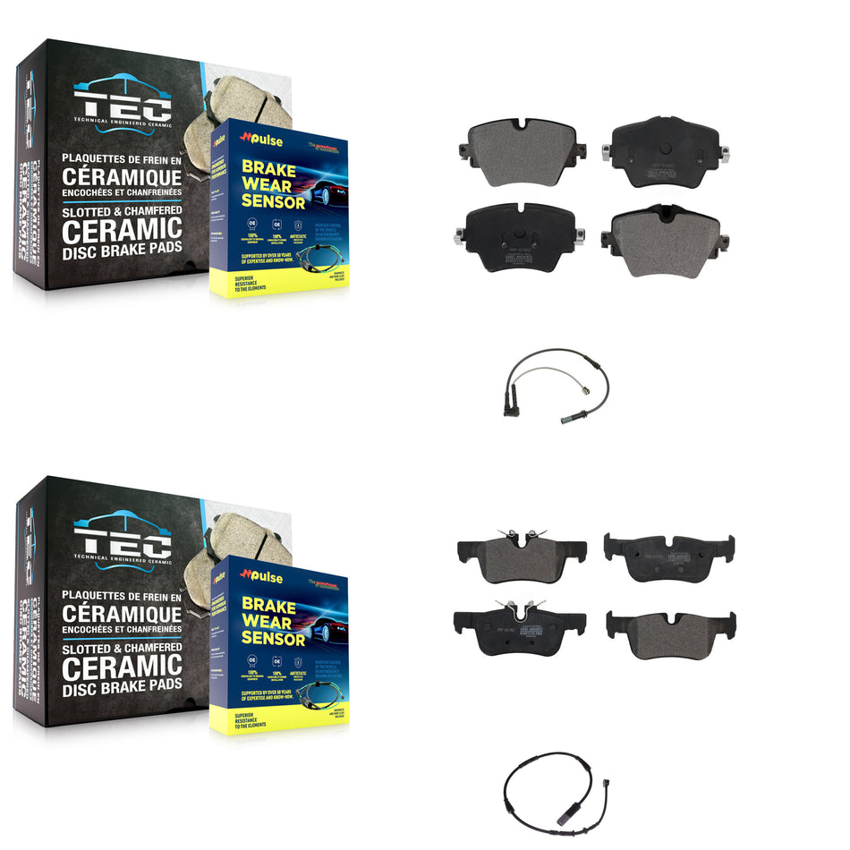 Front Rear Semi-Metallic Brake Pad & Wear Sensor Kit For BMW X1 Mini Cooper Countryman X2 KPW-100016