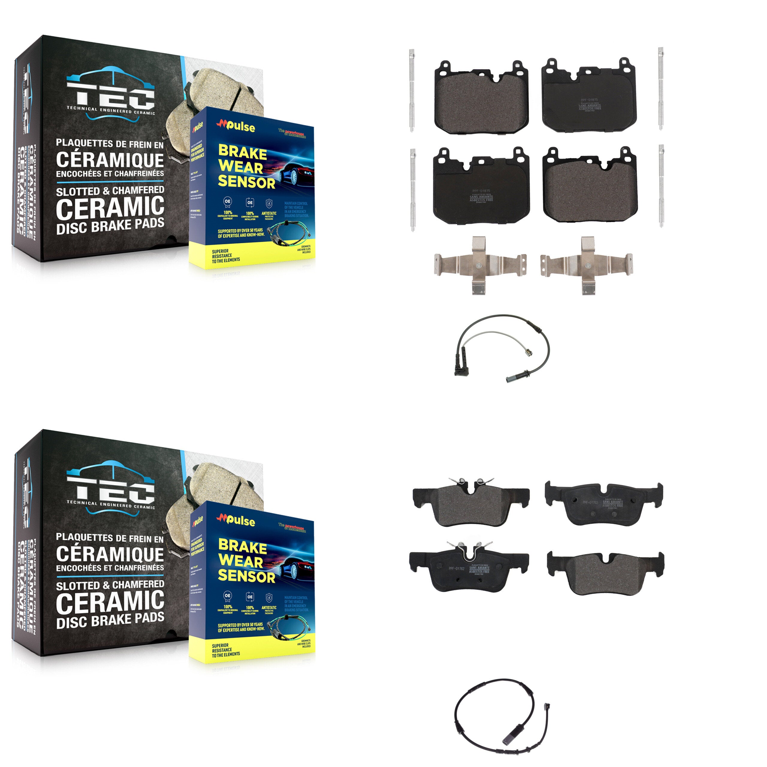 Front Rear Semi-Metallic Brake Pad And Wear Sensor Kit For Mini Cooper Countryman Clubman KPW-100017