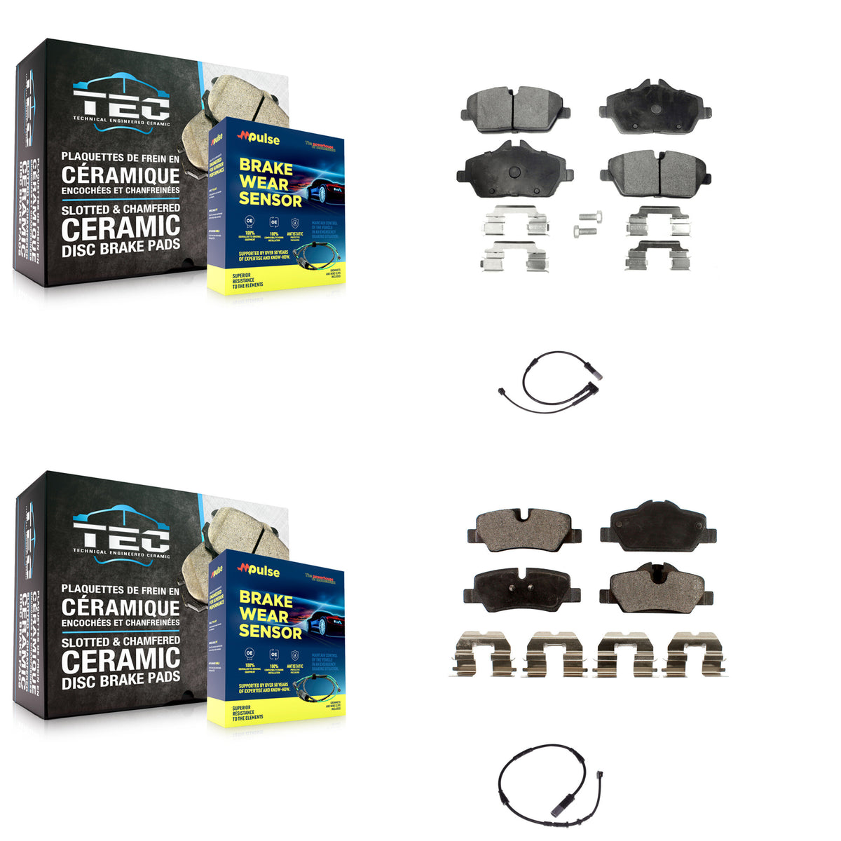 Front Rear Semi-Metallic Disc Brake Pads And Wear Sensors Kit For Mini Cooper KPW-100027