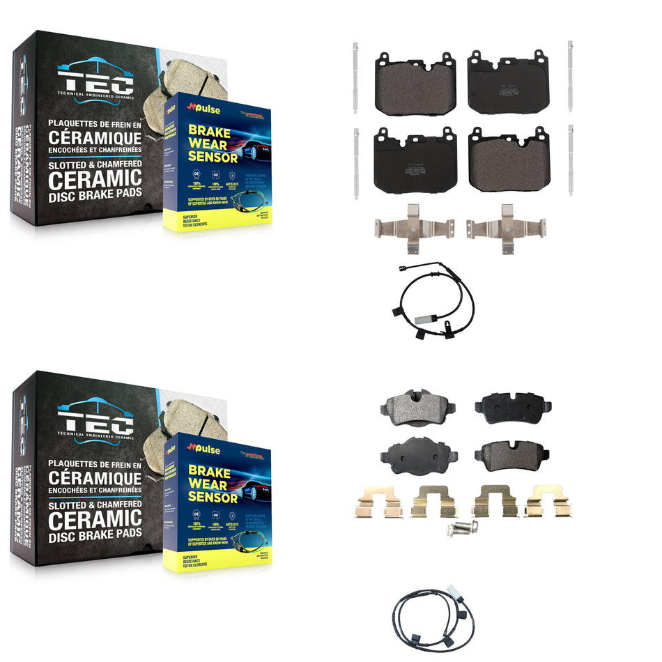 Front Rear Semi-Metallic Disc Brake Pads And Wear Sensors Kit For Mini Cooper KPW-100030