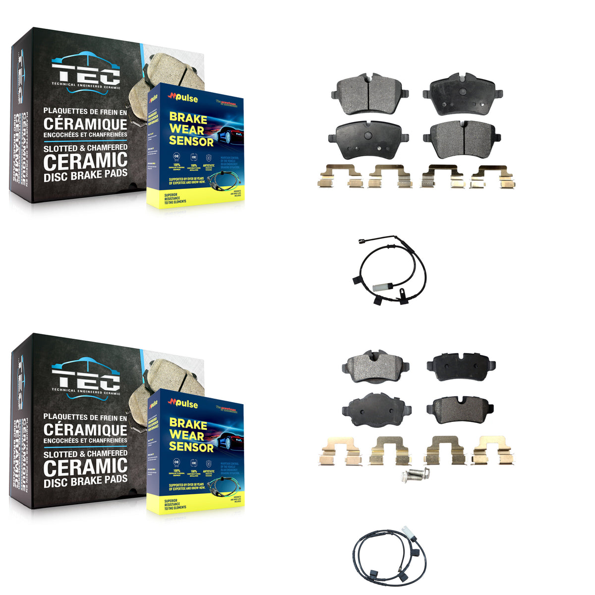 Front Rear Semi-Metallic Disc Brake Pads And Wear Sensors Kit For Mini Cooper 1.6L KPW-100031