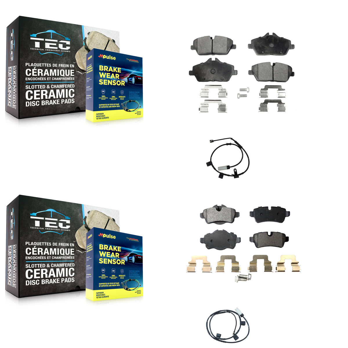 Front Rear Semi-Metallic Disc Brake Pads And Wear Sensors Kit For Mini Cooper 1.6L KPW-100032
