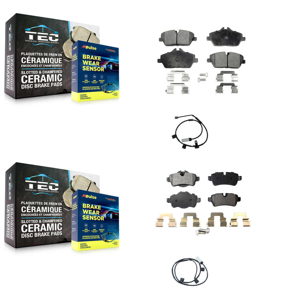 Front Rear Semi-Metallic Disc Brake Pads And Wear Sensors Kit For Mini Cooper 1.6L KPW-100032