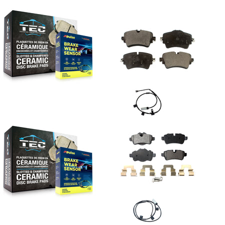 Front Rear Semi-Metallic Disc Brake Pads And Wear Sensors Kit For 2015 Mini Cooper 1.6L KPW-100033