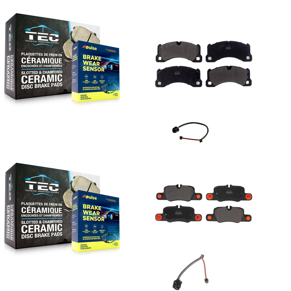Front Rear Semi-Metallic Disc Brake Pads And Wear Sensors Kit For Porsche Panamera KPW-100036