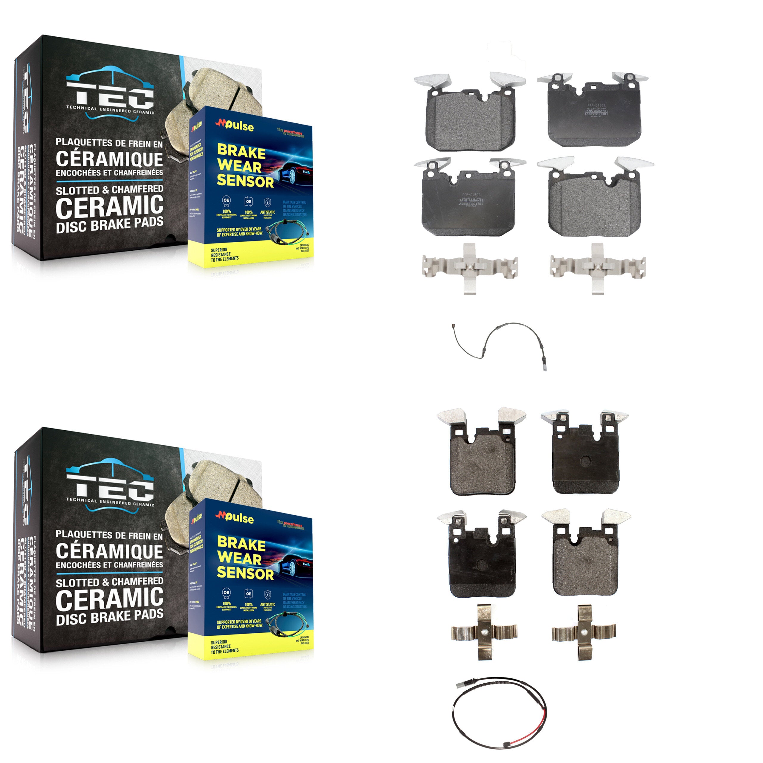 Front Rear Semi-Metallic Disc Brake Pads And Wear Sensors Kit For BMW M3 M2 KPW-100044