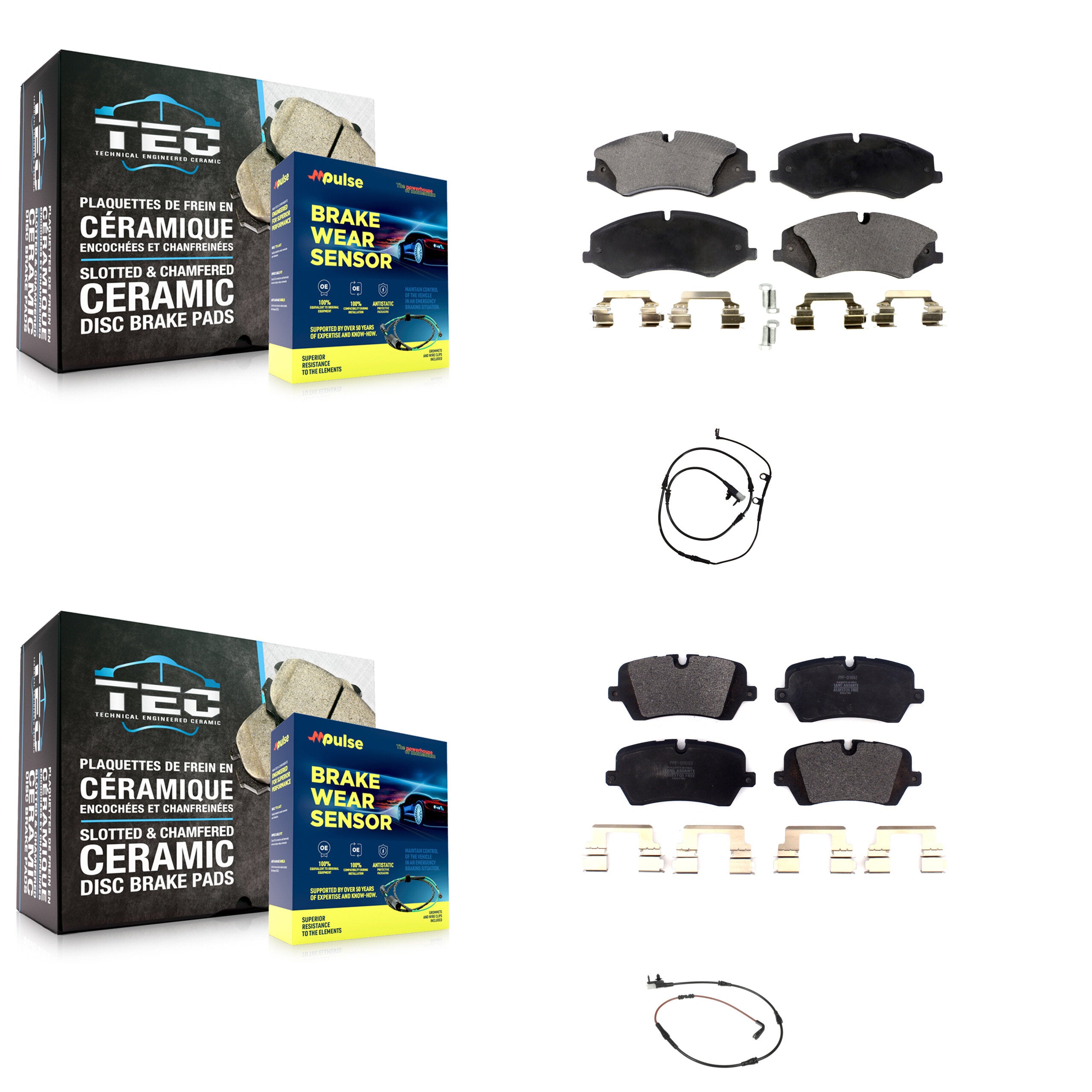 Front Rear Semi-Metallic Disc Brake Pads And Wear Sensors Kit For Land Rover Range Sport KPW-100052