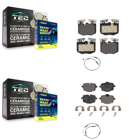 Front Rear Semi-Metallic Brake Pad And Wear Sensor Kit For BMW 530i xDrive 540i 750i 740e KPW-100053