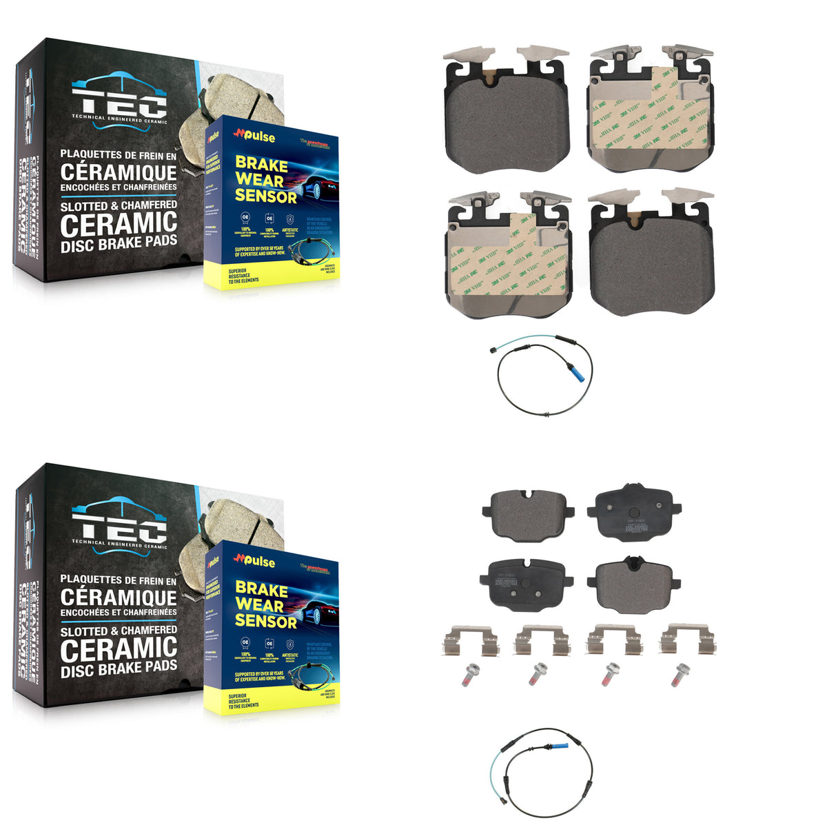 Front Rear Semi-Metallic Brake Pad Wear Sensor Kit For BMW 540i xDrive 750i M550i 740e B7 KPW-100054