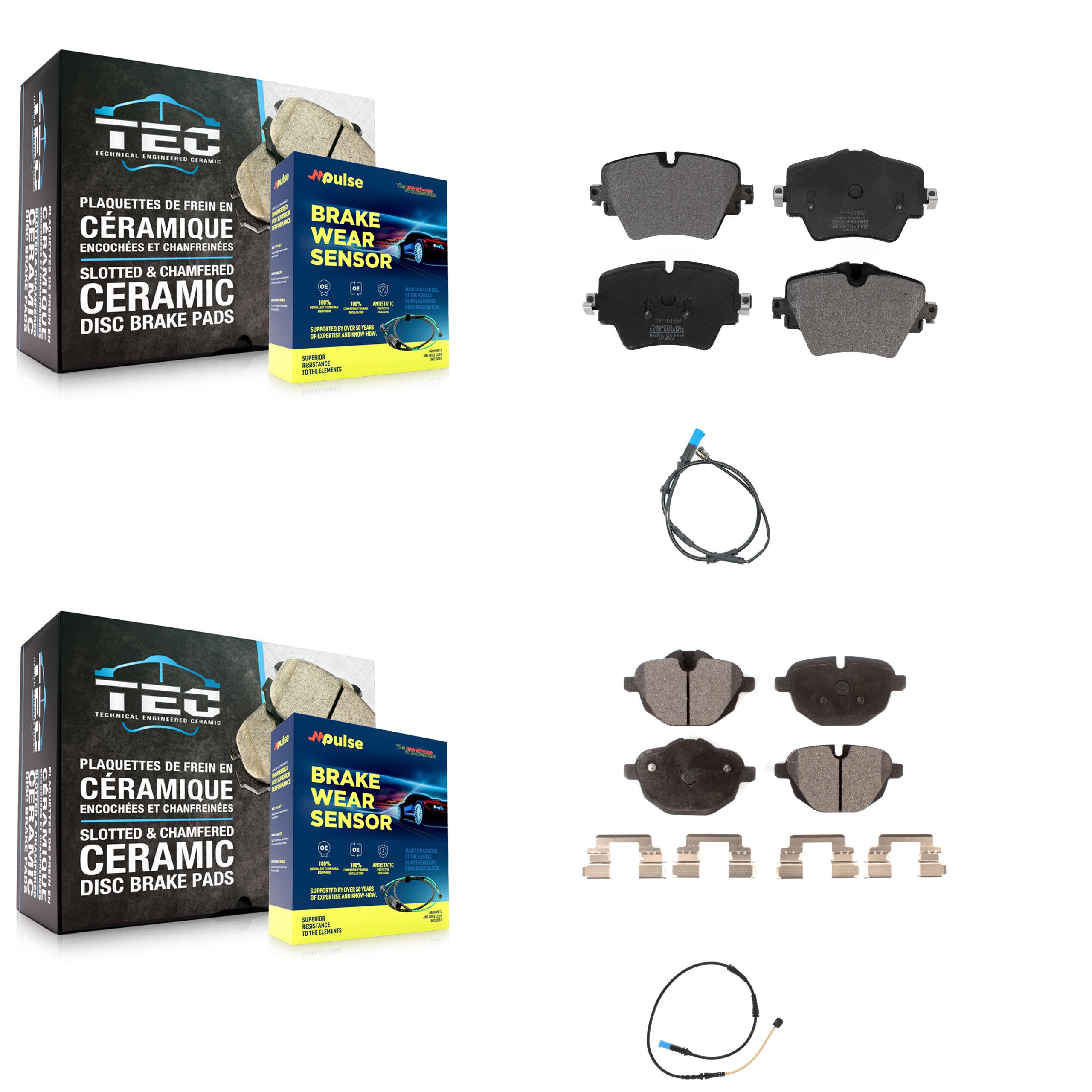 Front Rear Semi-Metallic Disc Brake Pads And Wear Sensors Kit For BMW X4 KPW-100057