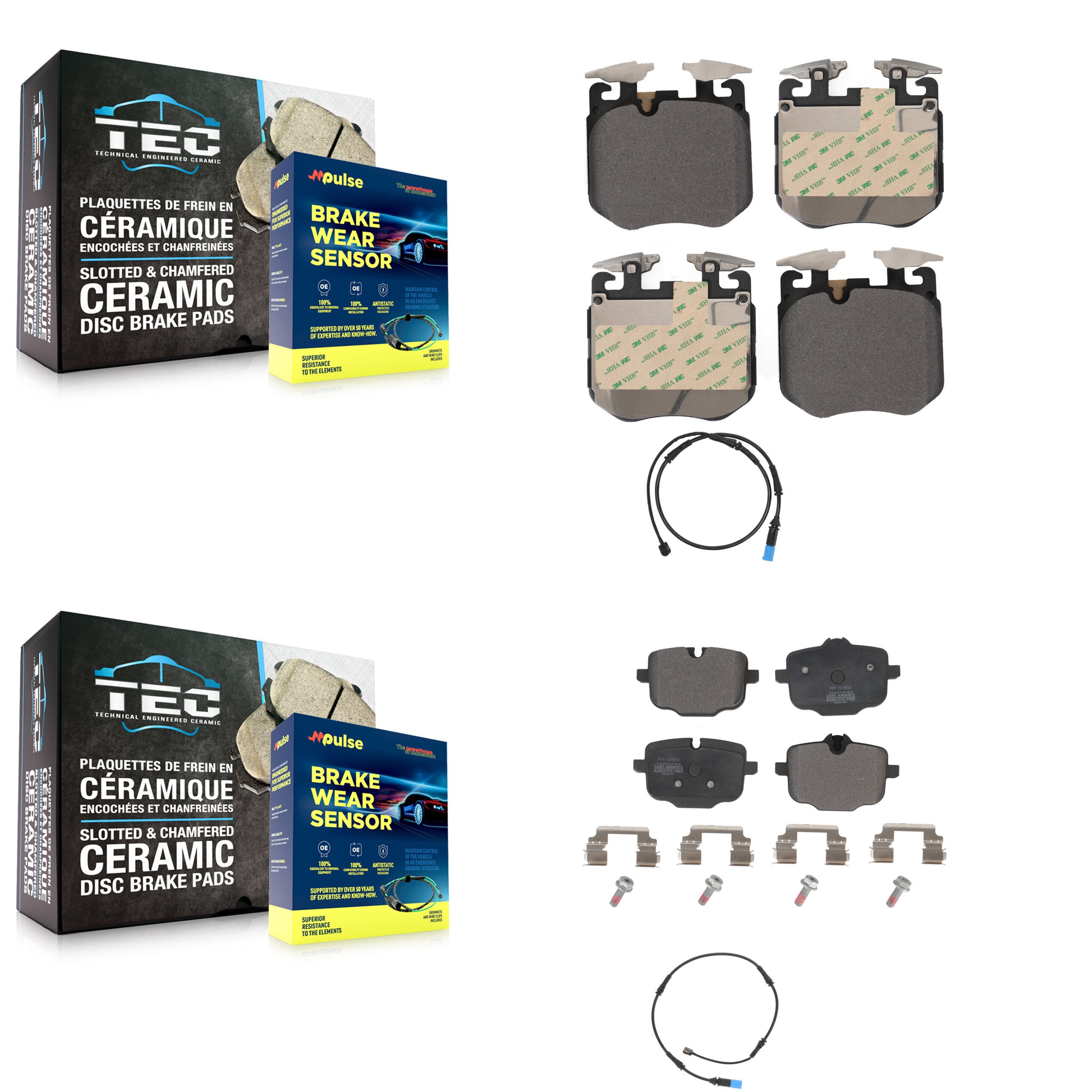 Front Rear Semi-Metallic Disc Brake Pads And Wear Sensors Kit For BMW X5 X7 X6 KPW-100058
