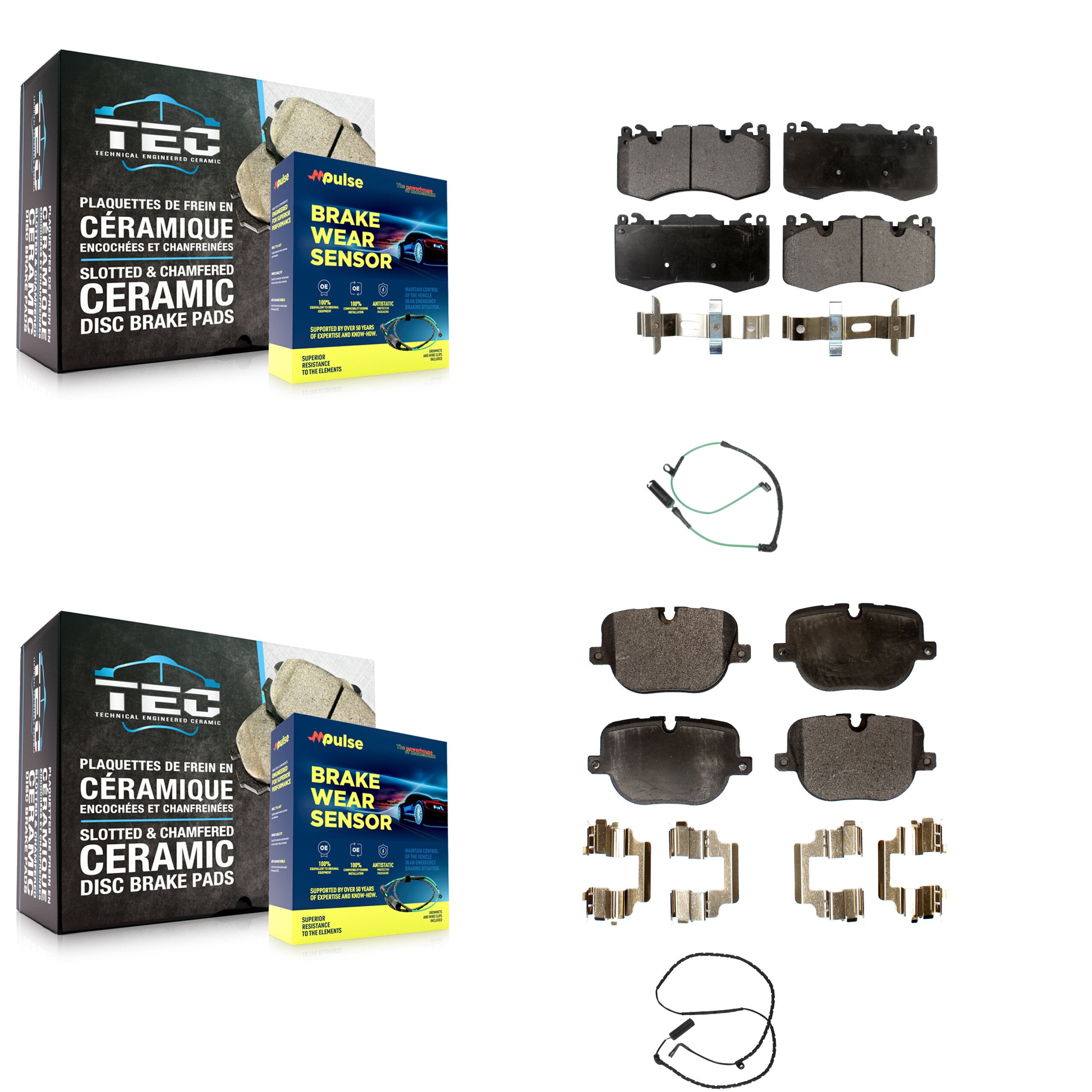 Front Rear Semi-Metallic Disc Brake Pads And Wear Sensors Kit For Land Rover Range KPW-100063