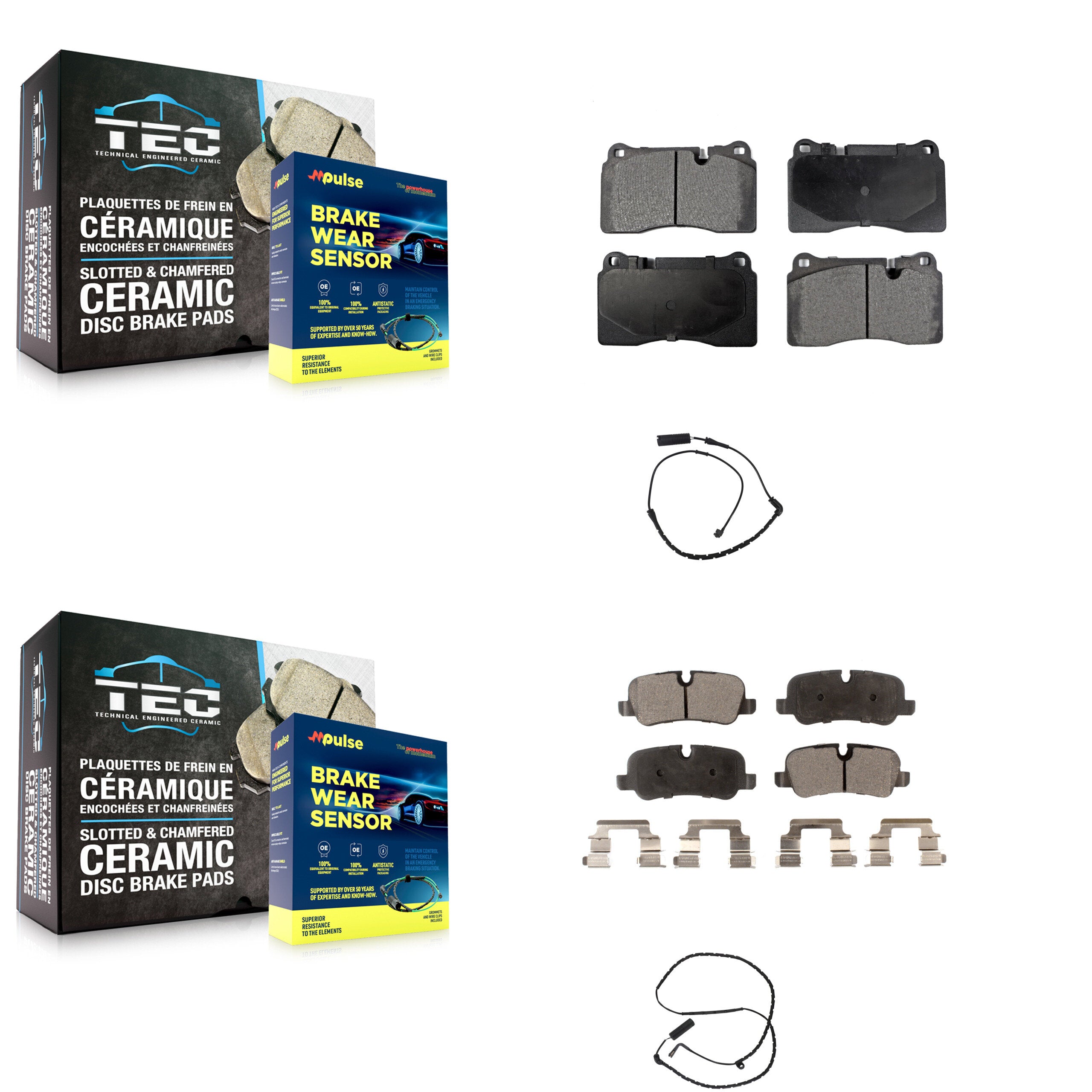 Front Rear Semi-Metallic Disc Brake Pads And Wear Sensors Kit For Land Rover Range KPW-100066