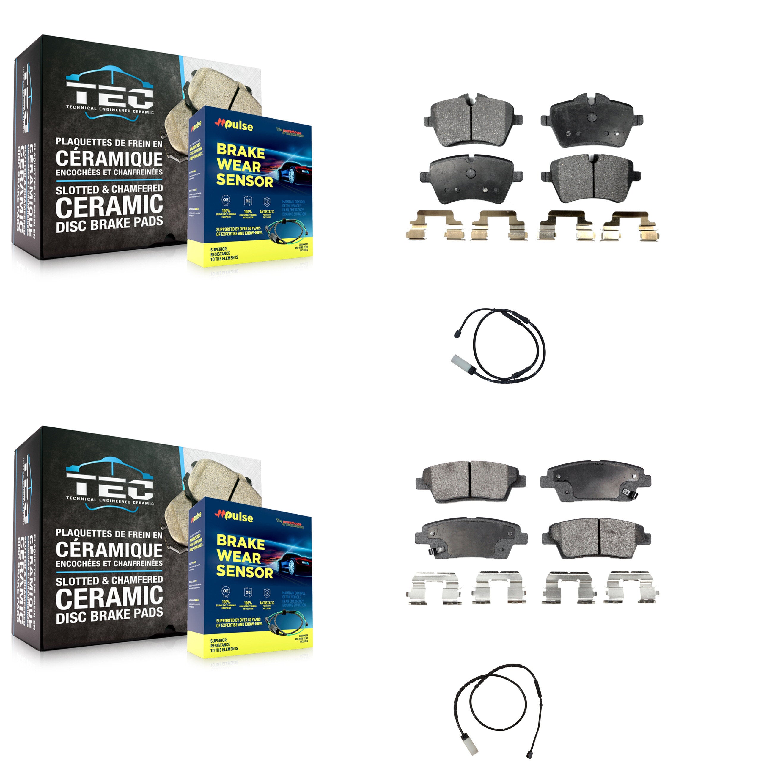 Front Rear Semi-Metallic Brake Pad And Wear Sensor Kit For Mini Cooper Countryman Paceman KPW-100070