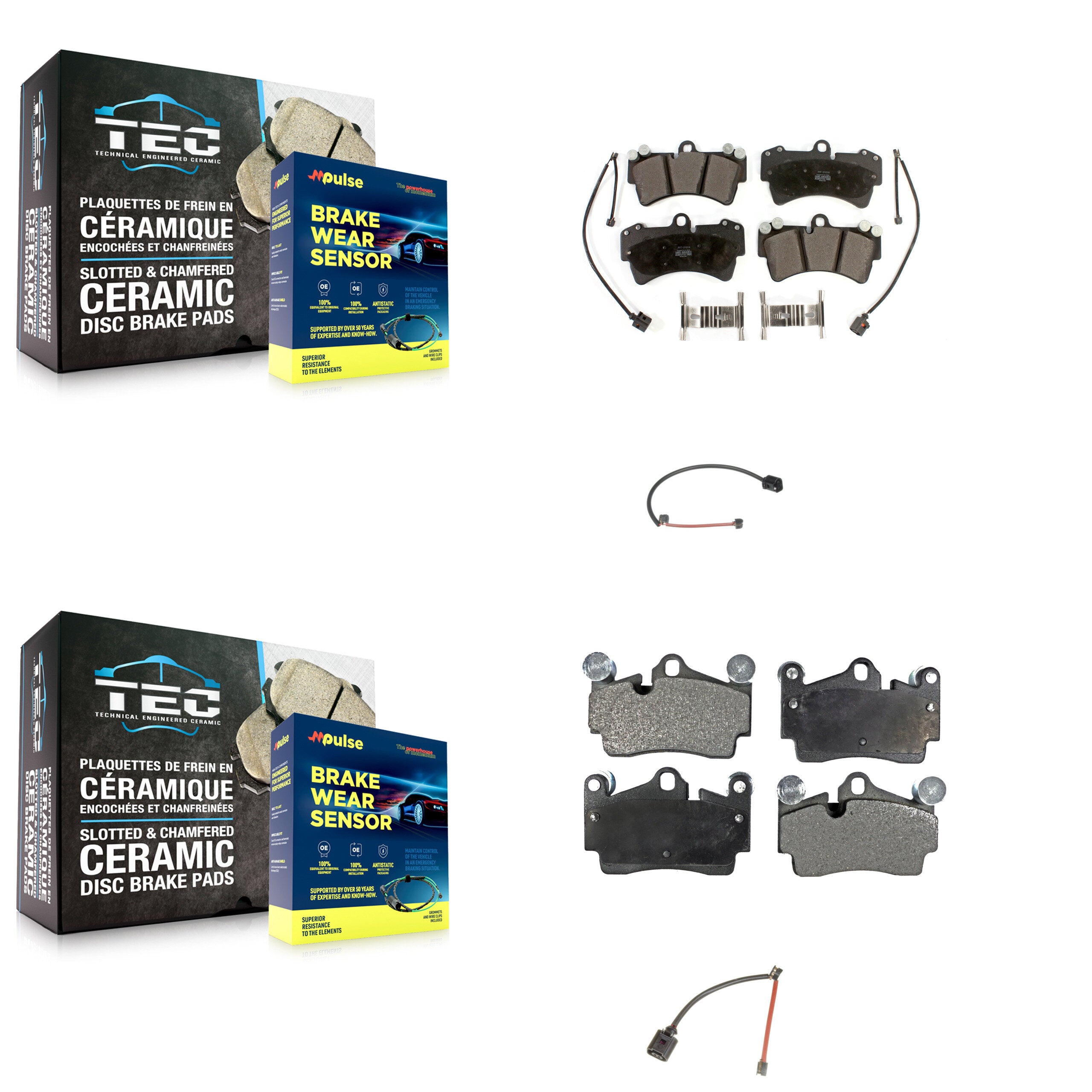 Front Rear Semi-Metallic Disc Brake Pad Extra Wear Sensor Kit For Audi Q7 Porsche Cayenne KPW-100071