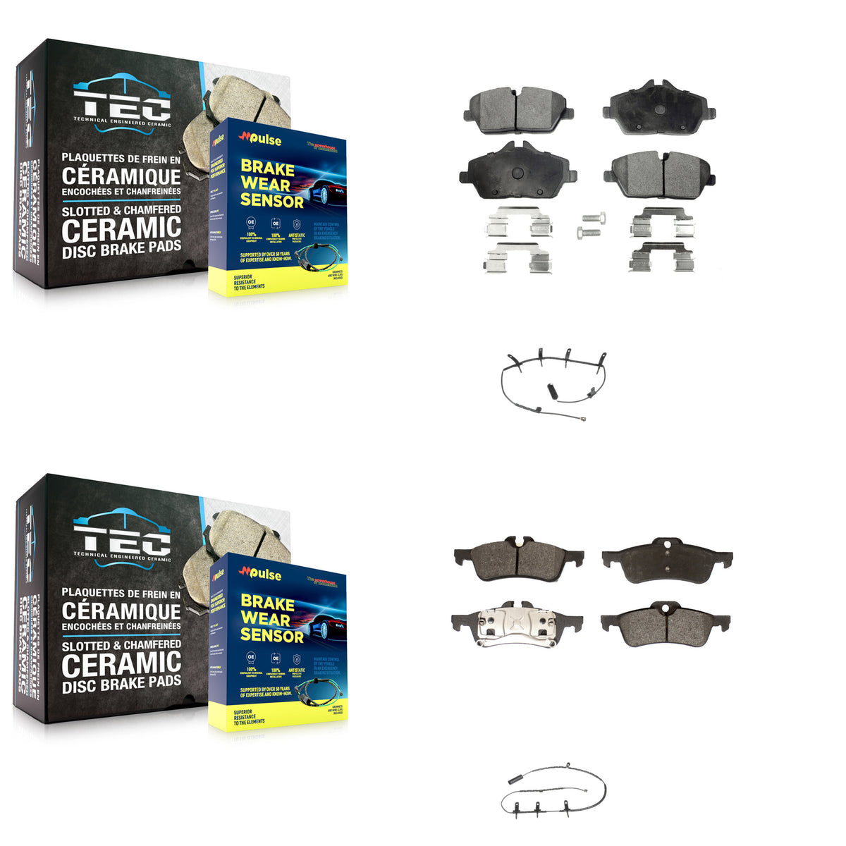 Front Rear Semi-Metallic Disc Brake Pads And Wear Sensors Kit For Mini Cooper KPW-100077