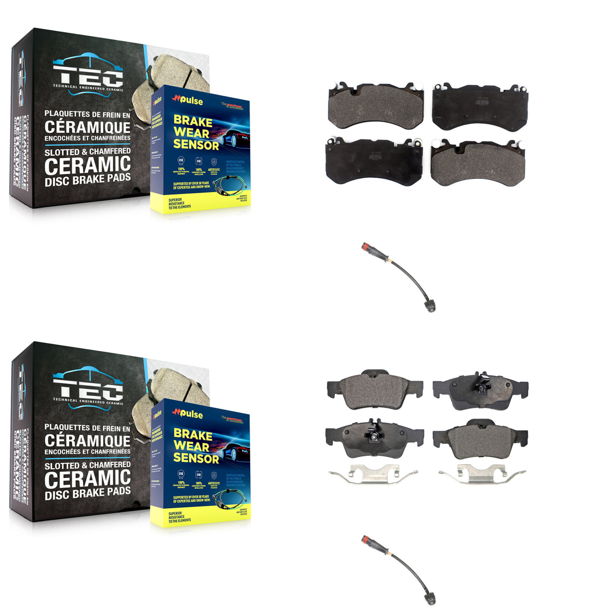 Front Rear Semi-Metallic Disc Brake Pad & Wear Sensor Kit For Mercedes-Benz SL63 AMG SL65 KPW-100078