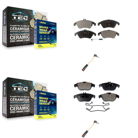 Front Rear Semi-Metallic Brake Pad Extra Wear Sensor Kit For Mercedes-Benz C300 C350 E350 KPW-100082