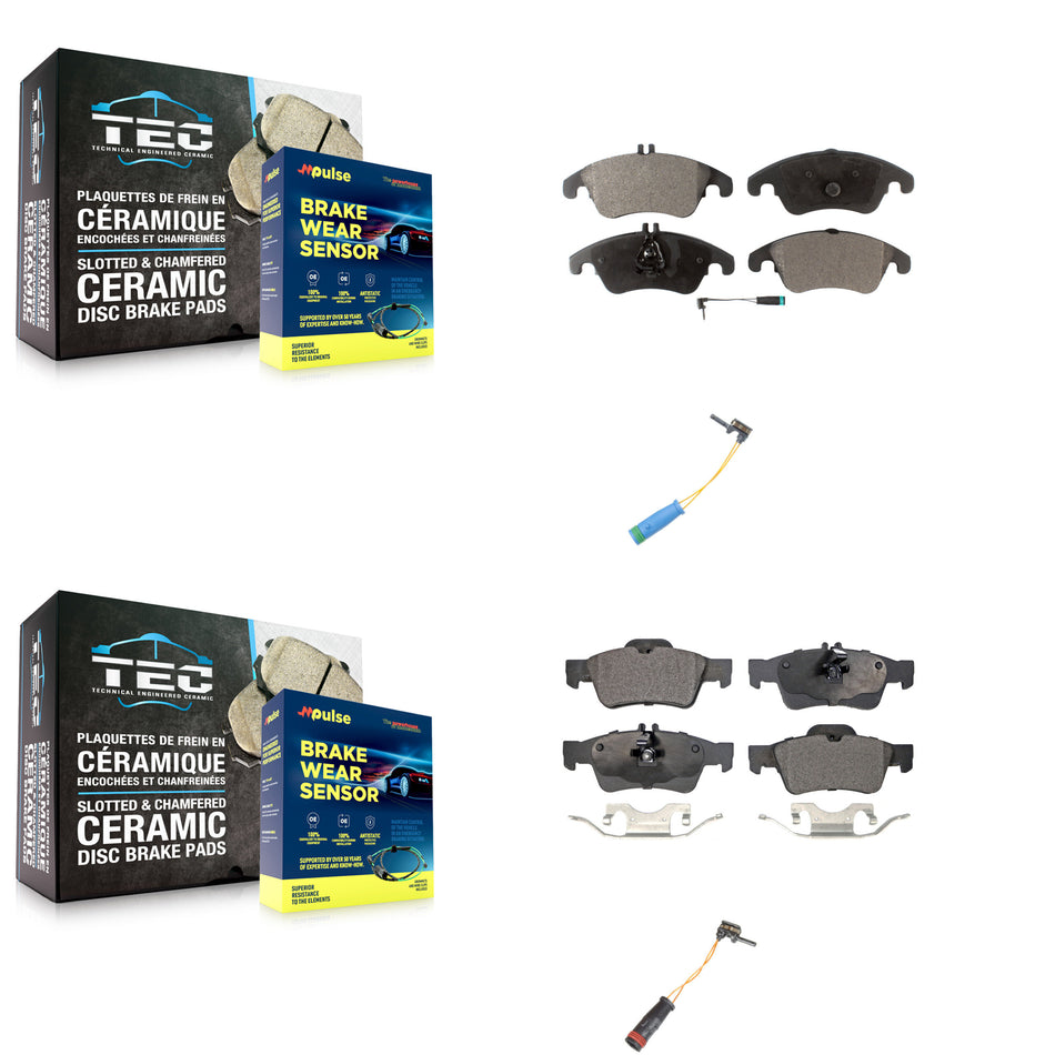 Front Rear Semi-Metallic Disc Brake Pads And Extra Wear Sensor Kit For Mercedes-Benz E400 KPW-100083