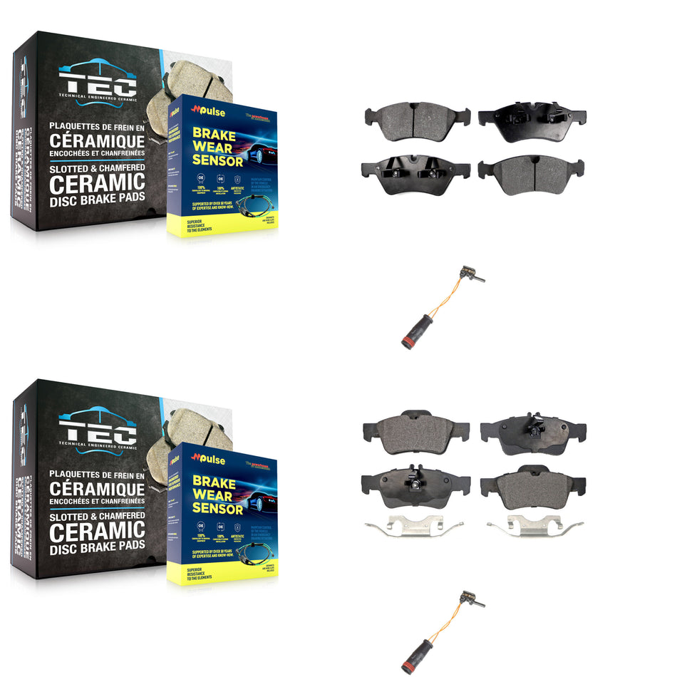 Front Rear Semi-Metallic Disc Brake Pads And Wear Sensors Kit For Mercedes-Benz E350 AWD KPW-100087