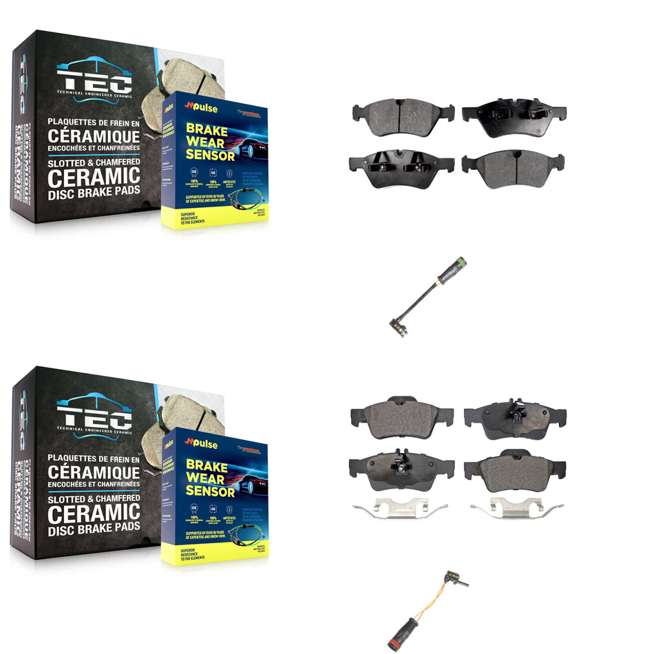 Front Rear Semi-Metallic Disc Brake Pads And Wear Sensors Kit For Mercedes-Benz E550 KPW-100089