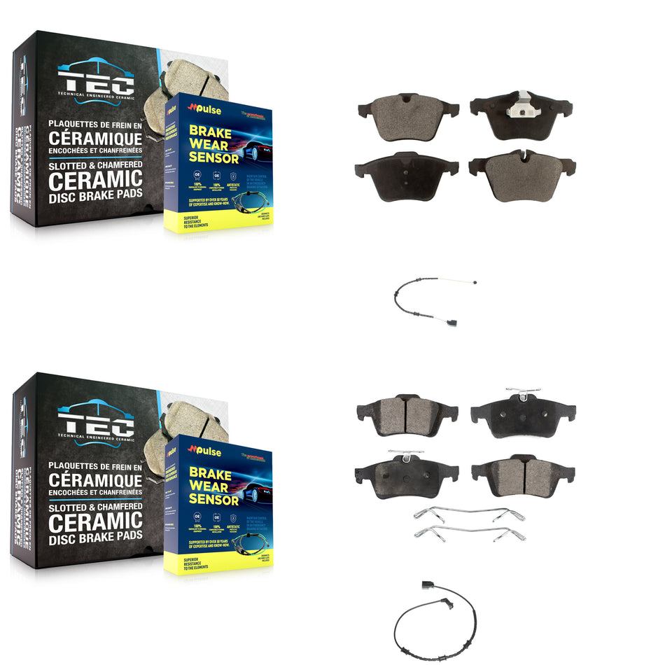 Front Rear Semi-Metallic Disc Brake Pads And Wear Sensors Kit For Jaguar XJ KPW-100110
