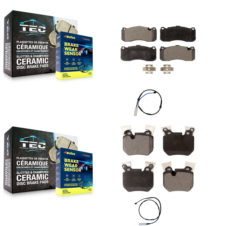 Front Rear Semi-Metallic Disc Brake Pads And Wear Sensors Kit For BMW 135i 3.0L KPW-100112