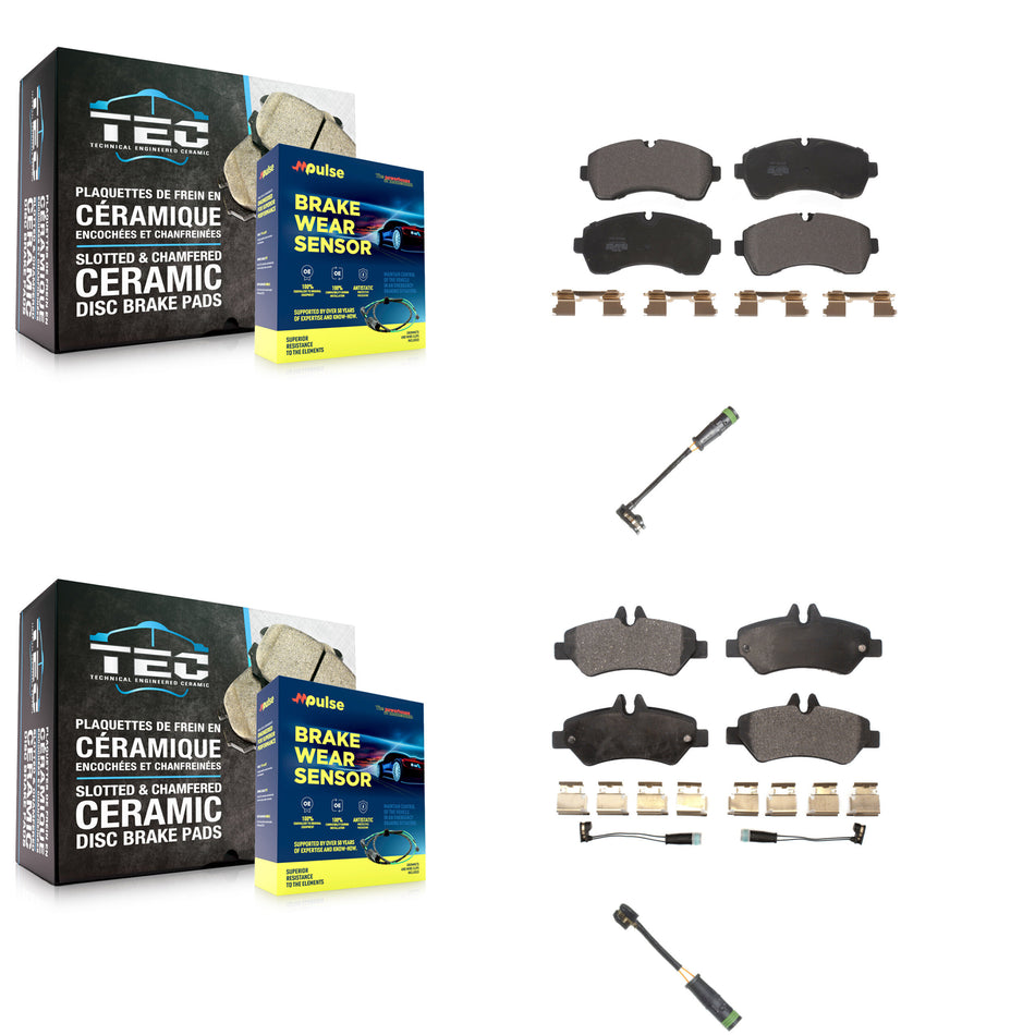 Front Rear Semi-Metallic Brake Pads Extra Wear Sensor Kit For Mercedes-Benz Sprinter 3500 KPW-100122