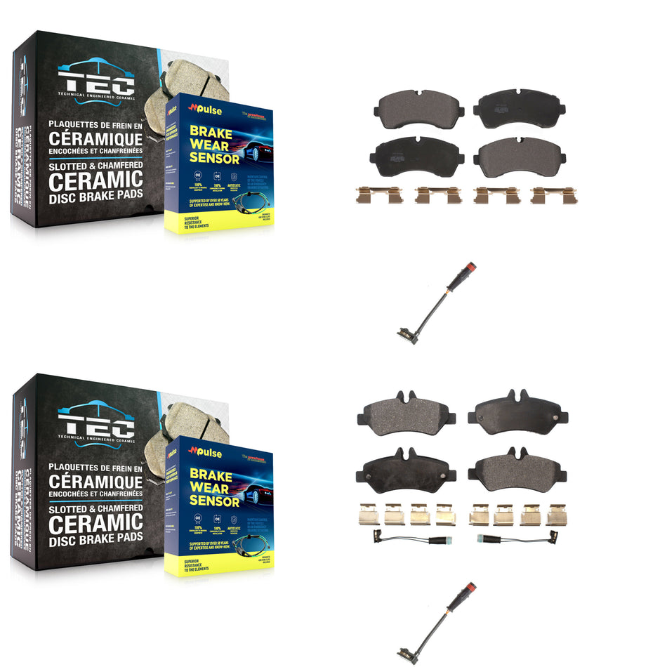 Front Rear Semi-Metallic Brake Pads Extra Wear Sensor Kit For 09 Dodge Sprinter 3500 3.0L KPW-100125