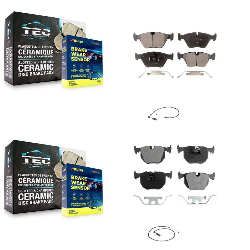 Front Rear Semi-Metallic Disc Brake Pads And Wear Sensors Kit For 2004-2010 BMW X3 KPW-100133