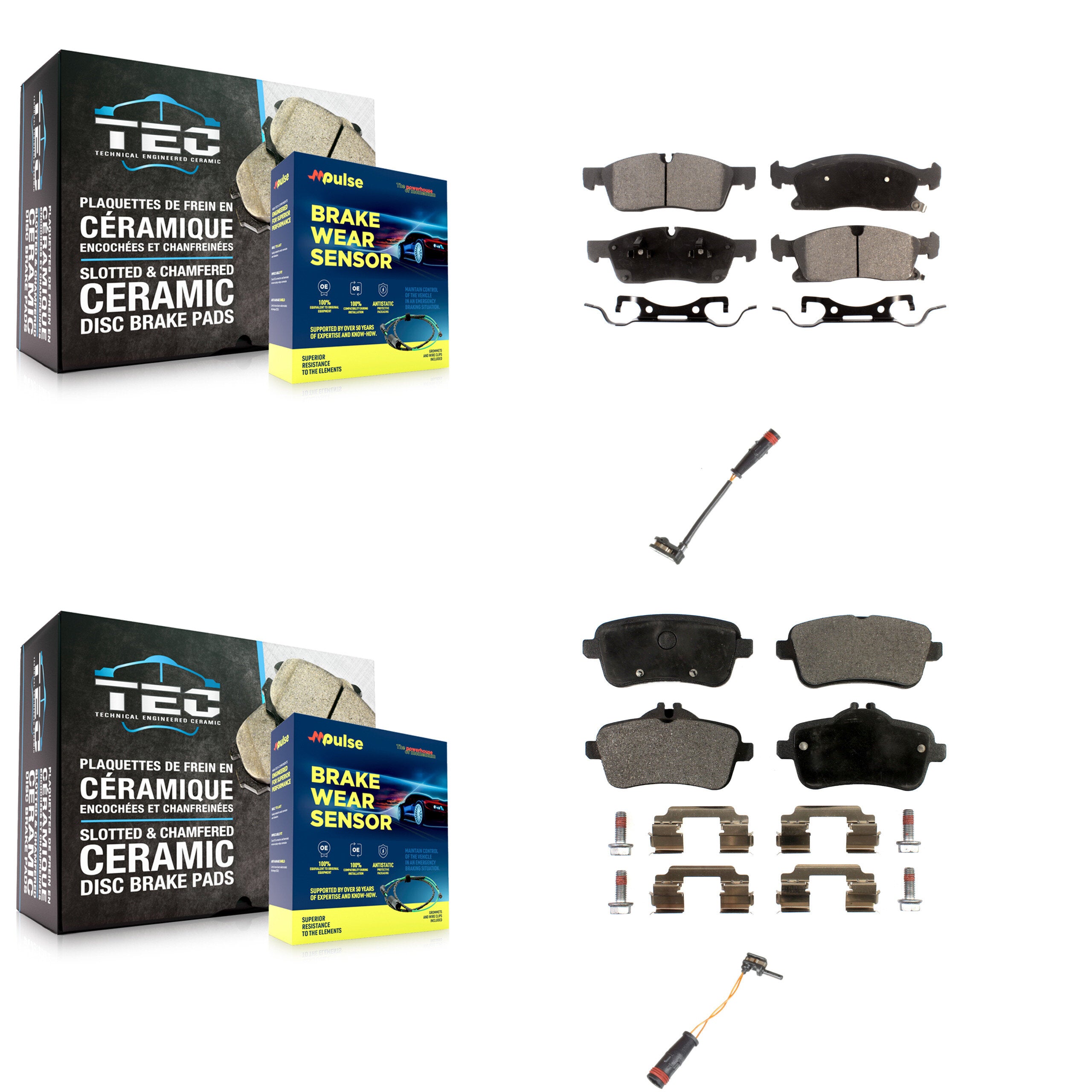 Front Rear Semi-Metallic Brake Pads Wear Sensor Kit For Mercedes-Benz ML350 GLE350 GLE400 KPW-100139