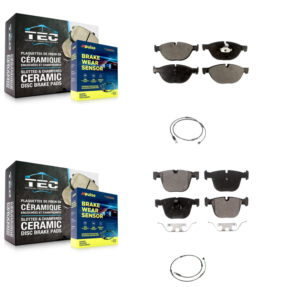 Front Rear Semi-Metallic Disc Brake Pads And Wear Sensors Kit For BMW 535i GT xDrive 550i KPW-100144