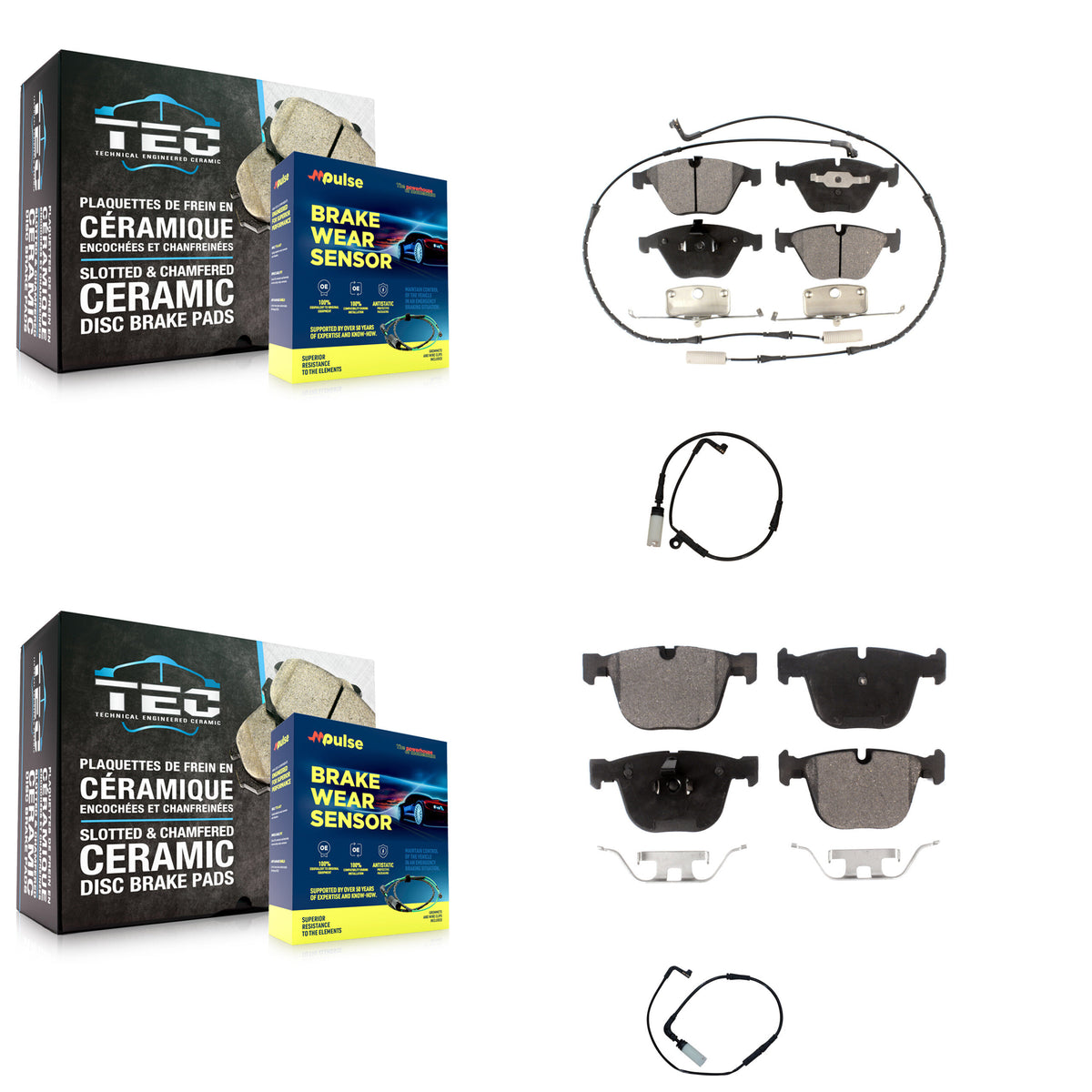 Front Rear Semi-Metallic Disc Brake Pad And Extra Wear Sensor Kit For BMW 550i 545i 645Ci KPW-100146