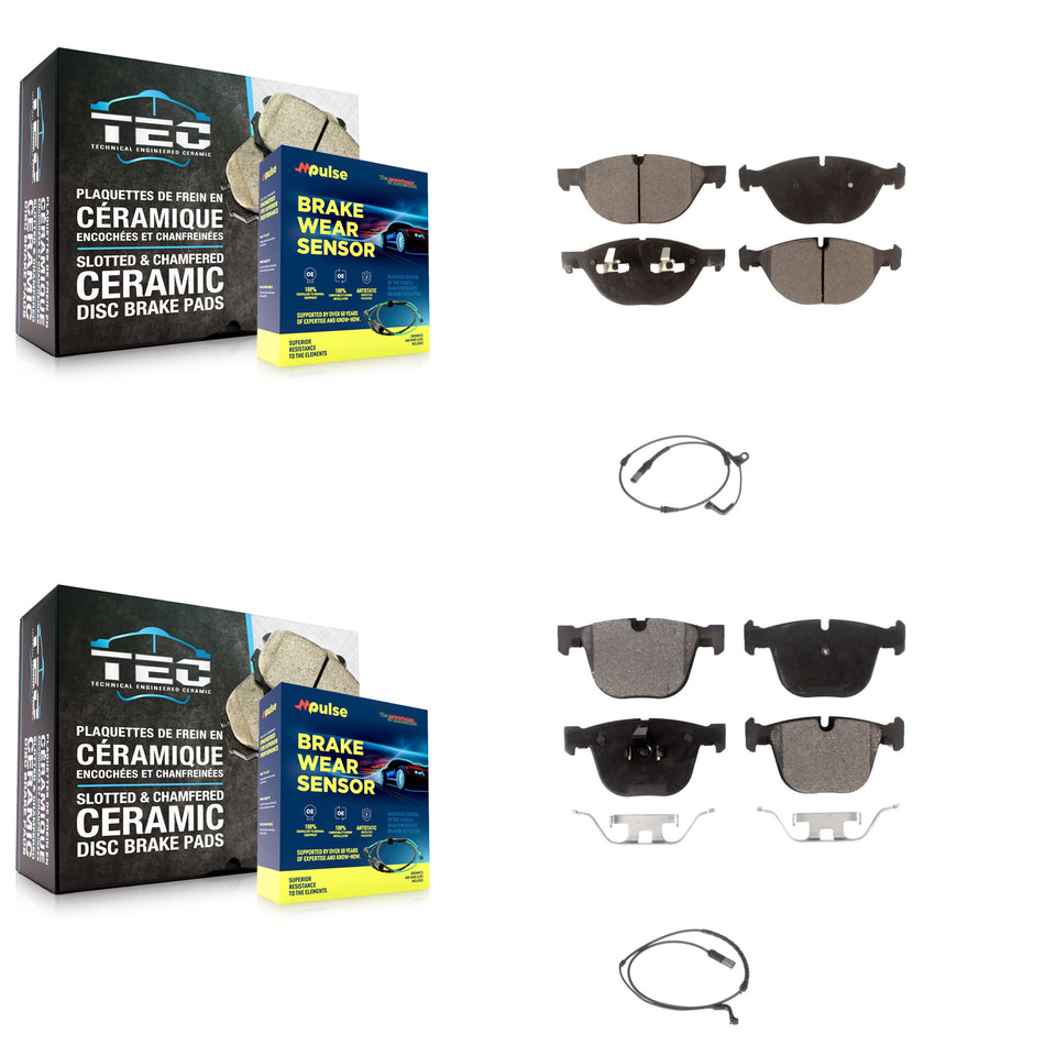 Front Rear Semi-Metallic Disc Brake Pads And Wear Sensors Kit For 2009 BMW X6 xDrive50i KPW-100147