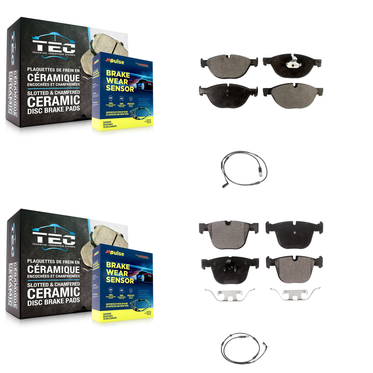 Front Rear Semi-Metallic Disc Brake Pads And Wear Sensors Kit For 2009 BMW 750i 750Li KPW-100148