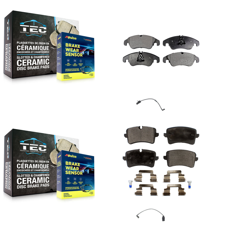 Front Rear Semi-Metallic Disc Brake Pads And Wear Sensors Kit For Audi A7 Quattro A6 KPW-100151