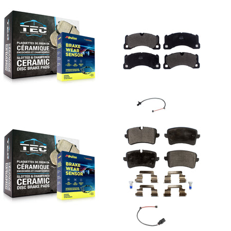 Front Rear Semi-Metallic Brake Pad & Wear Sensor Kit For Porsche Macan with Ceramic Rotor KPW-100155