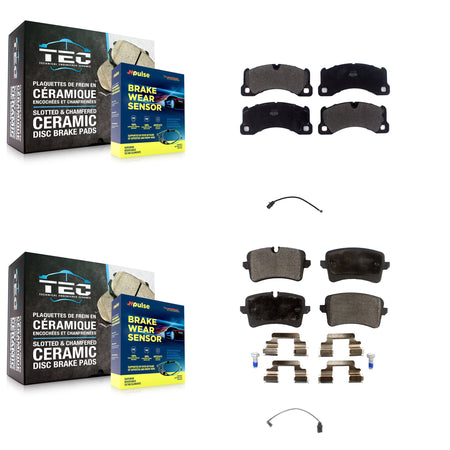 Front Rear Semi-Metallic Disc Brake Pads And Wear Sensors Kit For 2017 Porsche Macan 2.0L KPW-100162
