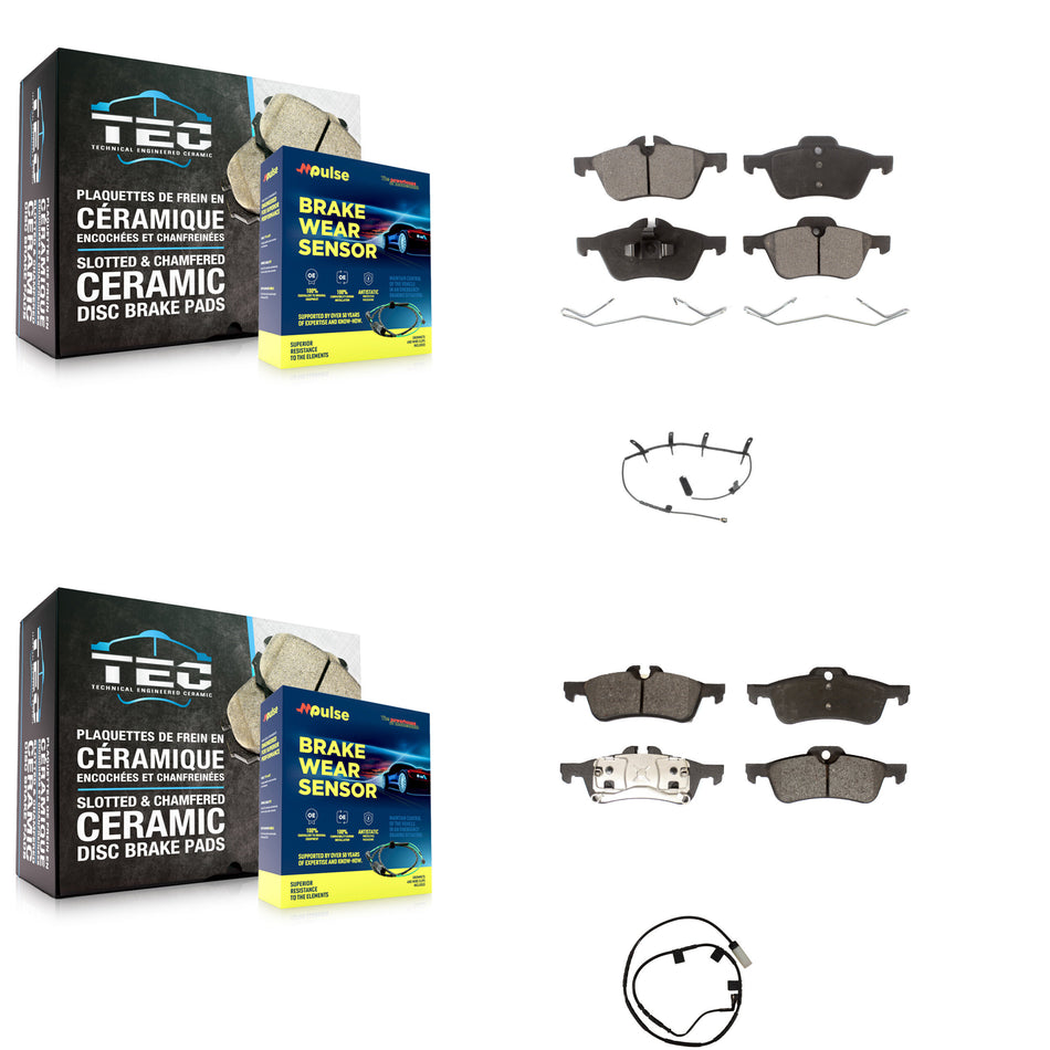 Front Rear Semi-Metallic Disc Brake Pads And Wear Sensors Kit For 2006 Mini Cooper 1.6L KPW-100171