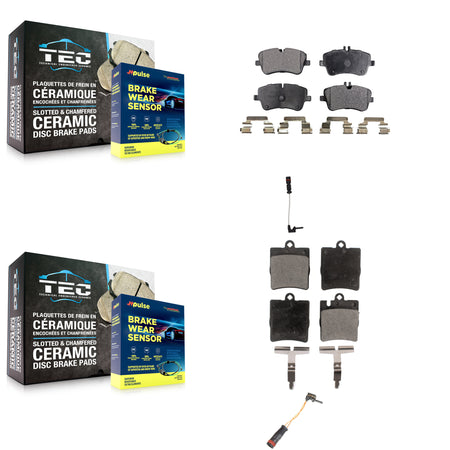 Front Rear Semi-Metallic Disc Brake Pads And Wear Sensors Kit For Mercedes-Benz CLK320 KPW-100176