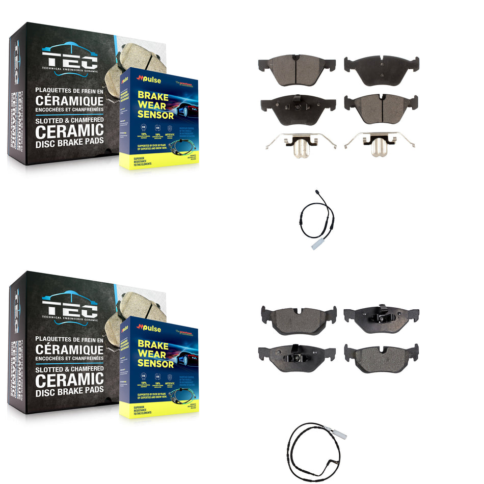 Front Rear Semi-Metallic Disc Brake Pads And Wear Sensors Kit For BMW 128i 3.0L KPW-100183