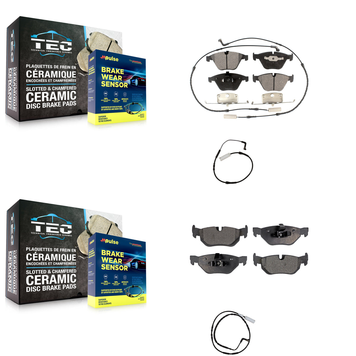 Front Rear Semi-Metallic Disc Brake Pads And Extra Wear Sensors Kit For BMW 323i 328i KPW-100185