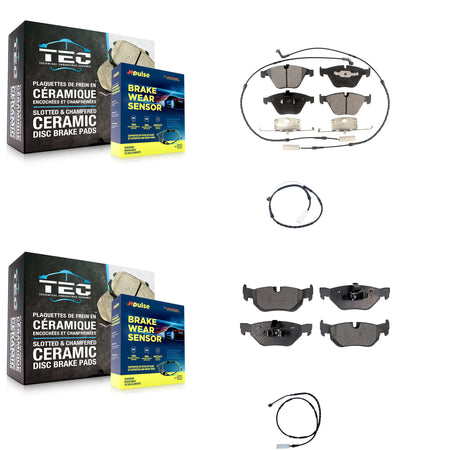 Front Rear Semi-Metallic Brake Pads & Extra Wear Sensor Kit For 2012 BMW 328i xDrive 3.0L KPW-100186