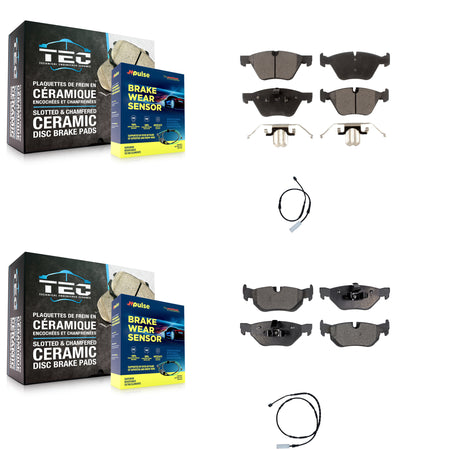 Front Rear Semi-Metallic Disc Brake Pads And Wear Sensors Kit For 2013 BMW 128i 3.0L KPW-100192
