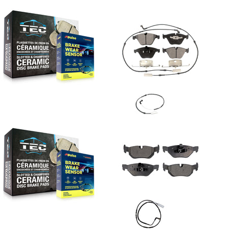 Front Rear Semi-Metallic Brake Pad & Extra Wear Sensor Kit For 09-10 BMW 328i xDrive 3.0L KPW-100195