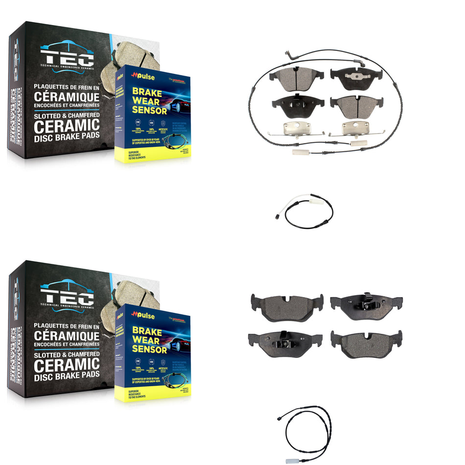 Front Rear Semi-Metallic Disc Brake Pads And Extra Wear Sensors Kit For BMW 328i xDrive KPW-100196